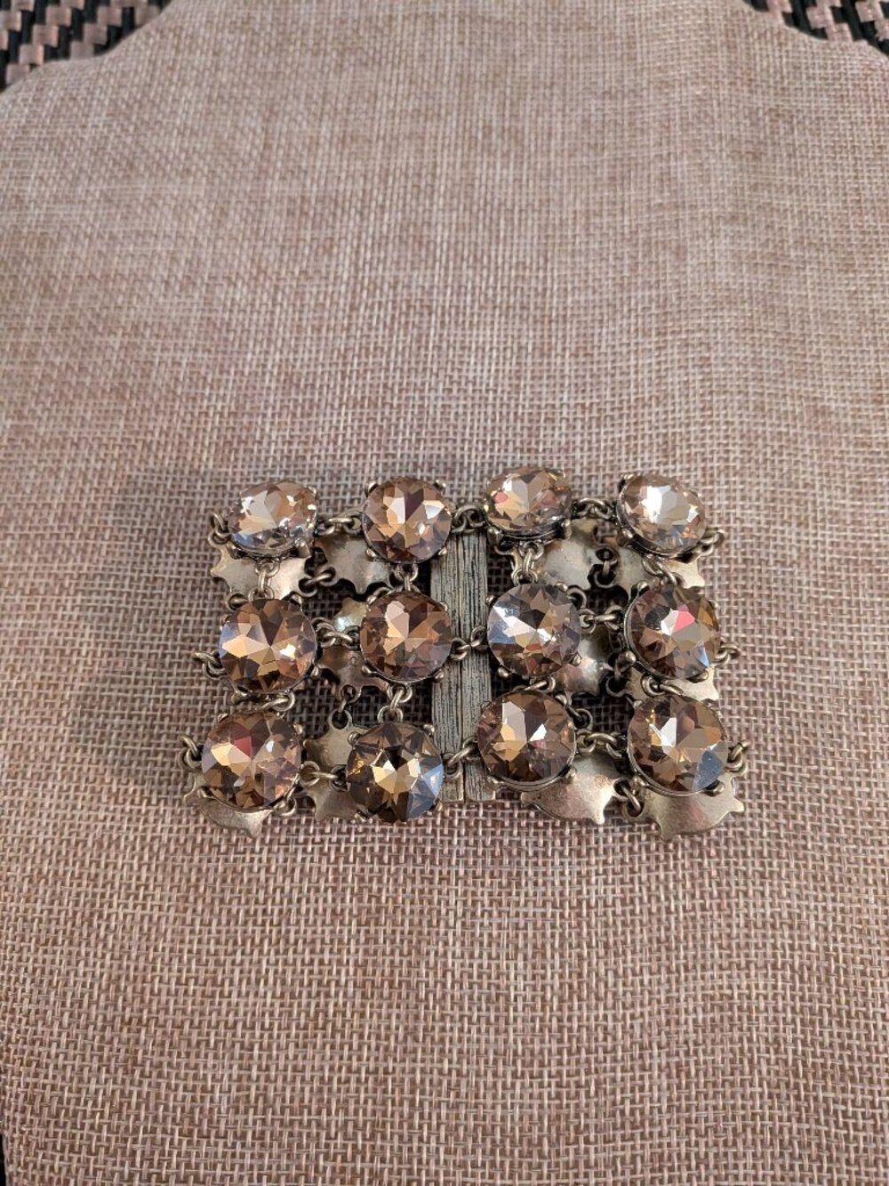 Statement Stone Amber Rhinestone Bracelet Magnetic Closure